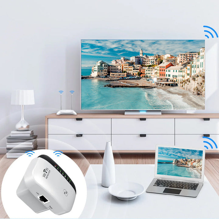 Kraftig WiFi-repeater som sikrer raskt og forsinkelsesfritt internett for gaming, utvider dekningen i hele huset.