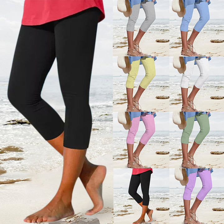 Komfortable trekvart leggings for kvinner, ideelle for yoga, sport og casual fritid.