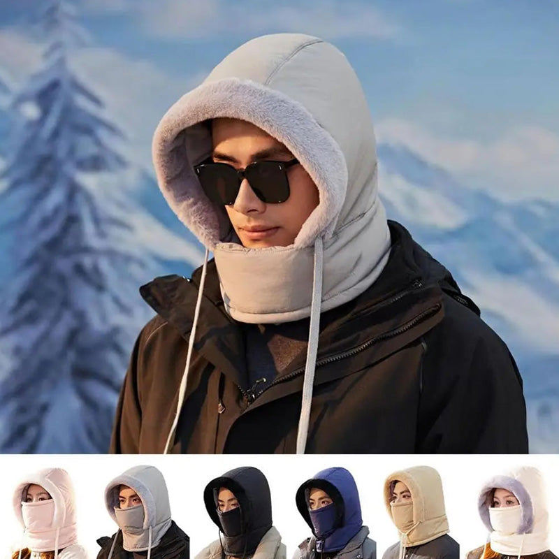 Unisex vinterlue med øreklaffer og fuskepels, perfekt for kalde utendørsaktiviteter.