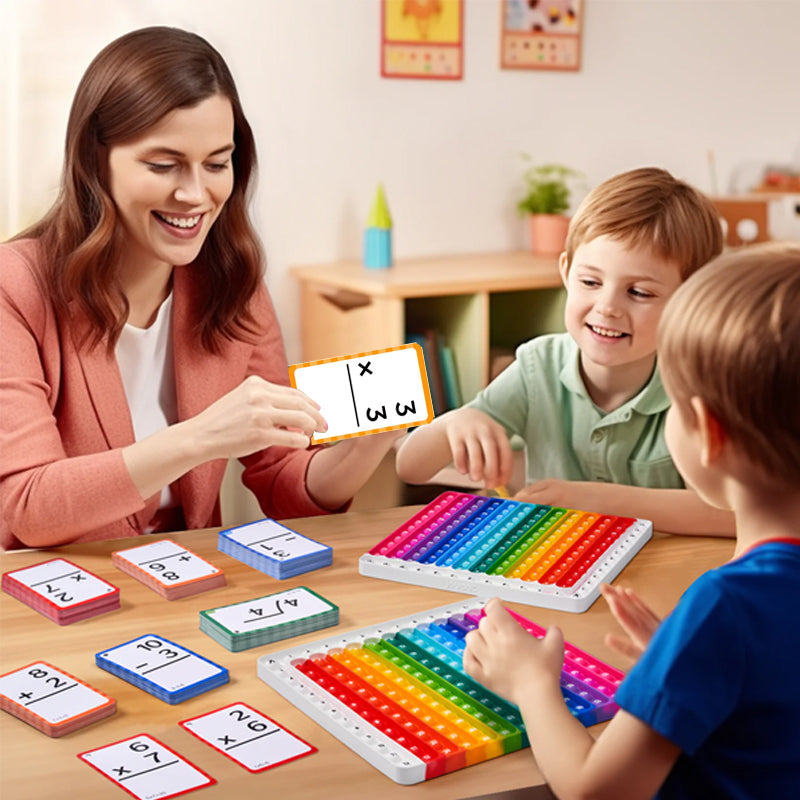Barnas interaktive matematikk flashkort, pop-fidget diagram. Pedagogisk læring, regneleke, skoleutstyr.