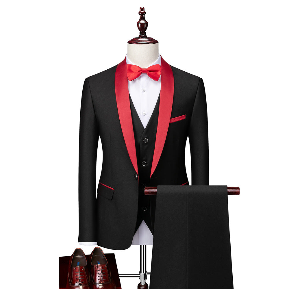 Menns svart slim fit 3-dels dress. Elegant herredress, perfekt for formelle anledninger og bryllup.