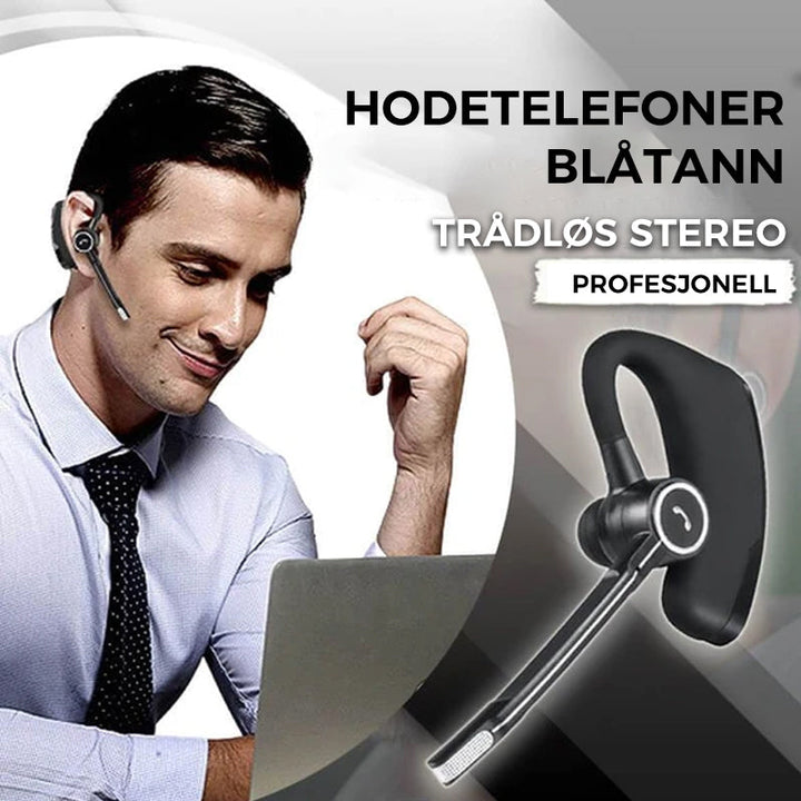 Trådløst Bluetooth-headset for håndfri kommunikasjon med støyreduksjon, ideelt for kontor og kjøring.