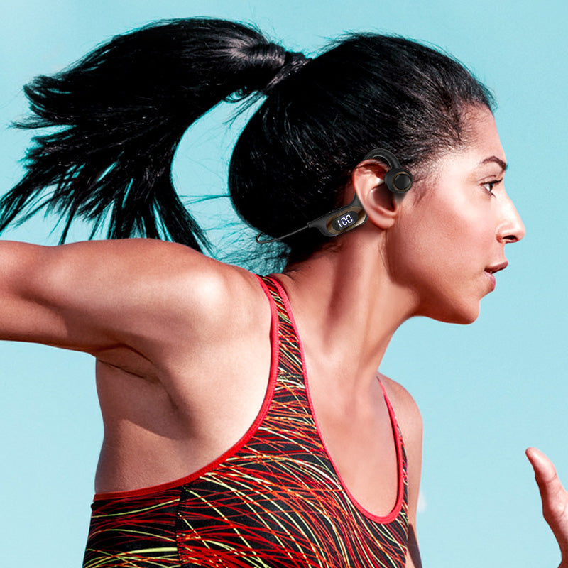Sportshodetelefoner med benledningsteknologi og Bluetooth, ideell for aktive livsstiler.