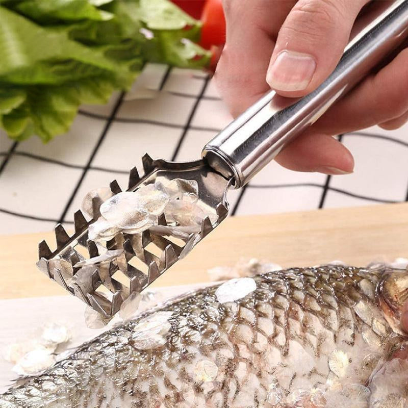 Holdbar fiskeskalerer i rustfritt stål, et viktig fiskeverktøy for ethvert hjemmekjøkken.