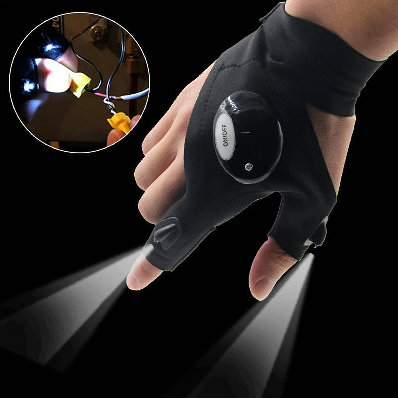 Unisex LED-arbeidshansker med integrert lys for frie hender, ideelle for mørke omgivelser.