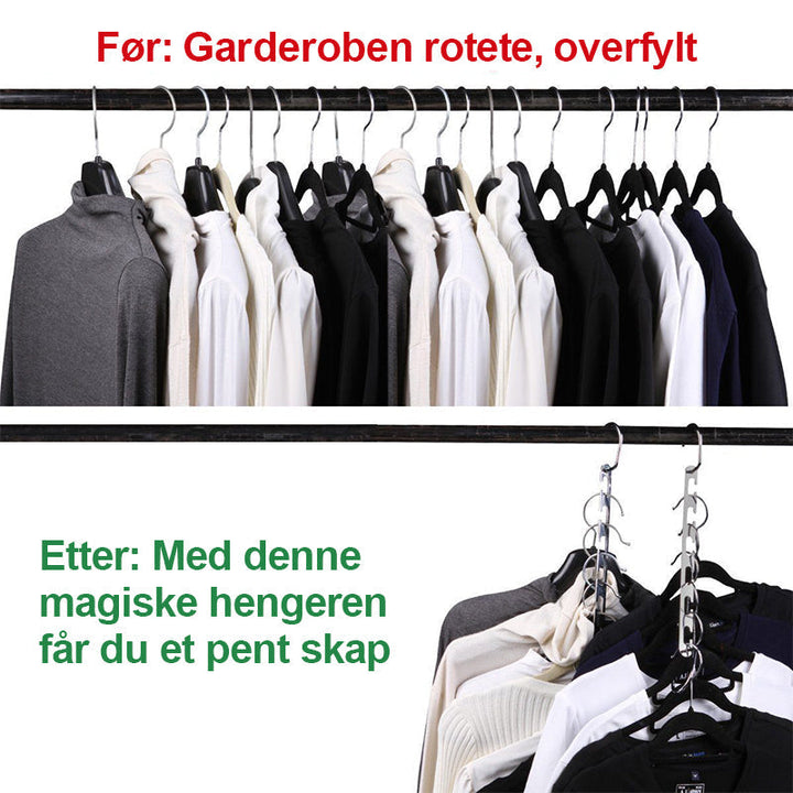 Slitesterke kleshengere av rustfritt stål, perfekt for å spare plass i skapet og organisering.