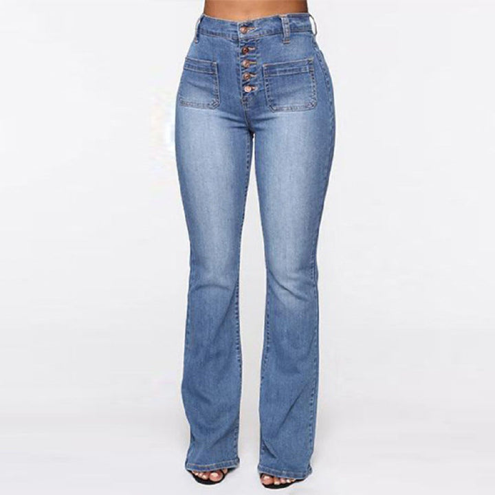 Allsidige dame flare jeans med høy midje, ideelle for både jobb og fritid.