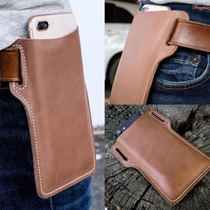 Elegant retro telefonholder belteveske i PU-skinn, perfekt for unisex bruk.