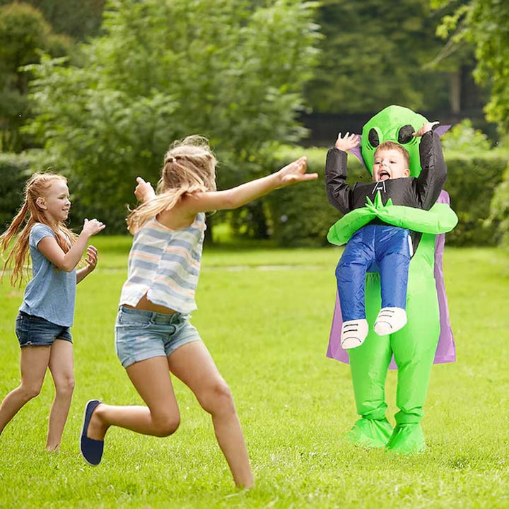 Festlig oppblåsbart romvesenkostyme, perfekt for cosplay og temafester.