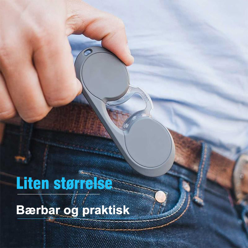 Armløse, bærbare multifokus lesebriller. Lettvektig plastdesign for komfortabel synshjelp og lesing.