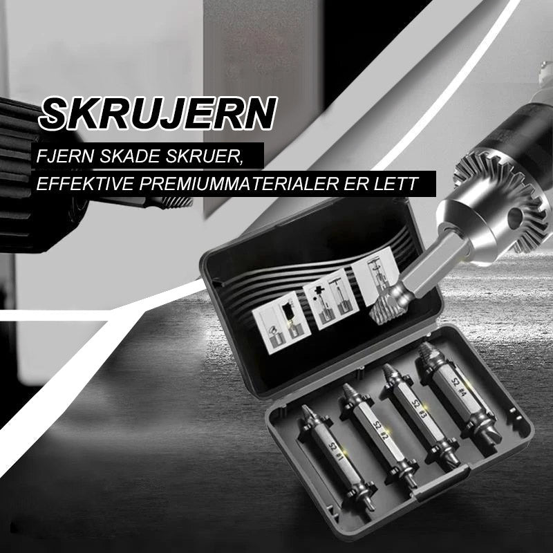 Skrueuttrekker sett for å fjerne skadede skruer og bolter. Verktøy for hjemmefiks og reparasjon.