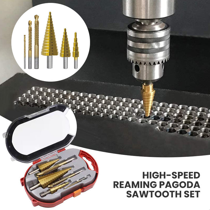 Høyhastighets borresett (6 deler) for drill. Pagodebor og sagtannbor for metall, tre, plast.