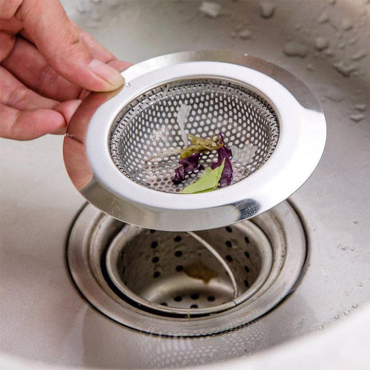 Rustfritt stål vaskefilter for kjøkkenvask. Stopper matrester og forhindrer tette avløp effektivt.