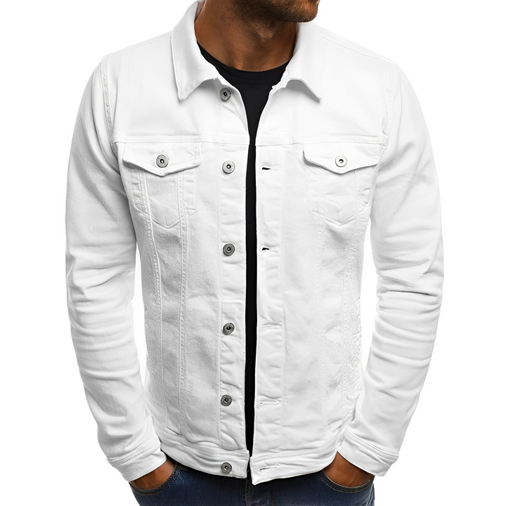 Slim fit menns denimjakke i bomull, casual yttertøy for vår og sommer.