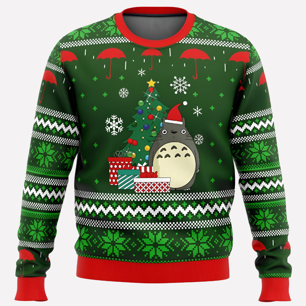 Stilig unisex julegenser med livlig neondesign av reinsdyr og snøfnugg. Ideell festgenser, varm og moderne strikk.
