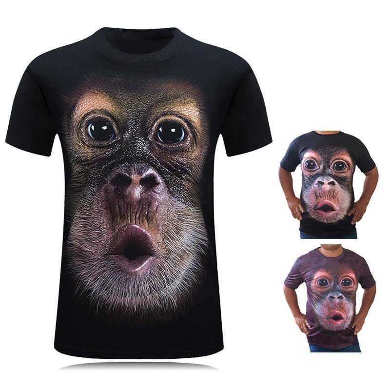 Kvinner t-skjorte med morsom 3D-print av gorilla. Unik stil og komfort for casual sommerbruk.
