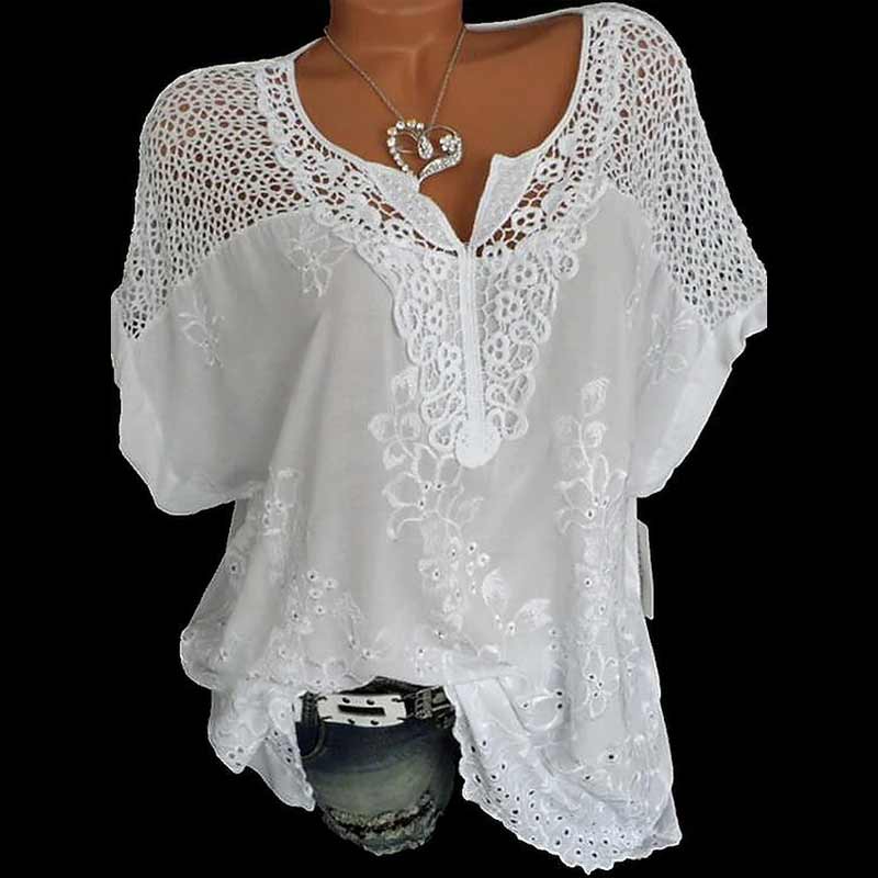 Elegant V-hals bluse for kvinner med korte ermer, stilig og komfortabel hverdagstopp.