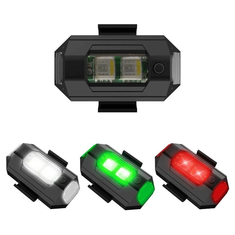 Kompakt LED dronelys med flere farger for forbedret nattflygingssynlighet og sikkerhet. USB-lading.