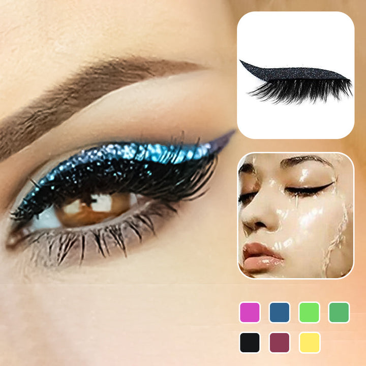 Enkel påføring av gjenbrukbart vannfast eyeliner og vippeklistremerke for kvinner. Festsminke.