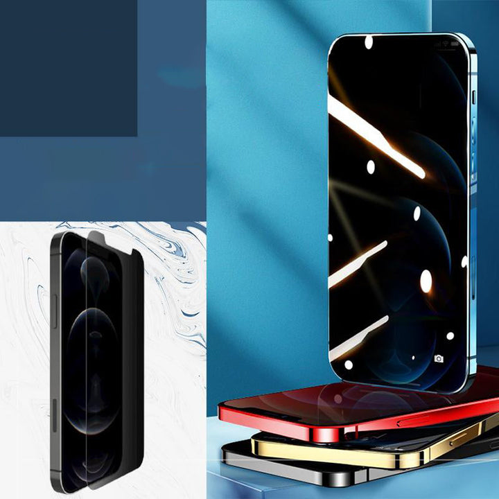 Kant-til-kant iPhone skjermbeskytter i herdet glass; full mobilbeskyttelse og personvern.