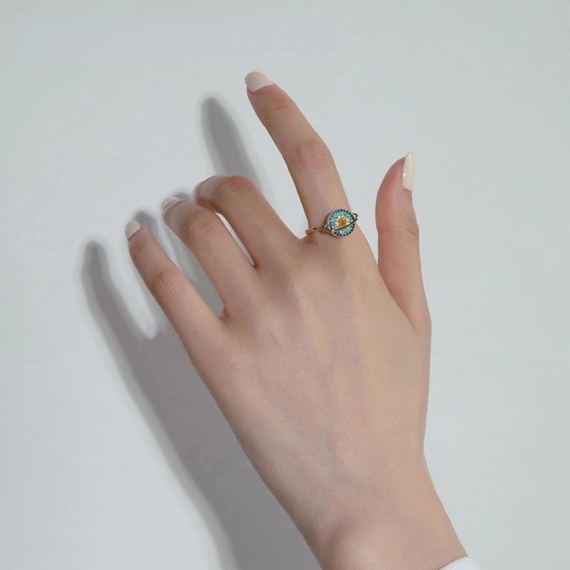 Antistress ring, justerbar spinnende galakse smykke for ro og fokus. Perfekt angstring med zirkon.
