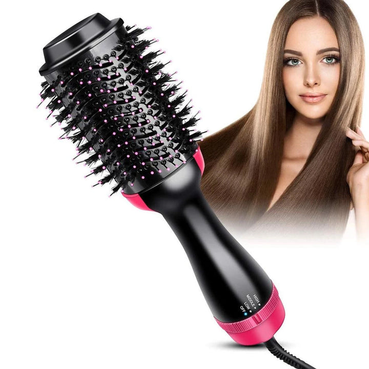 Effektiv 2-i-1 varmluftbørste med negativ ion-teknologi for rask tørking og skinnende hår uten frizz.