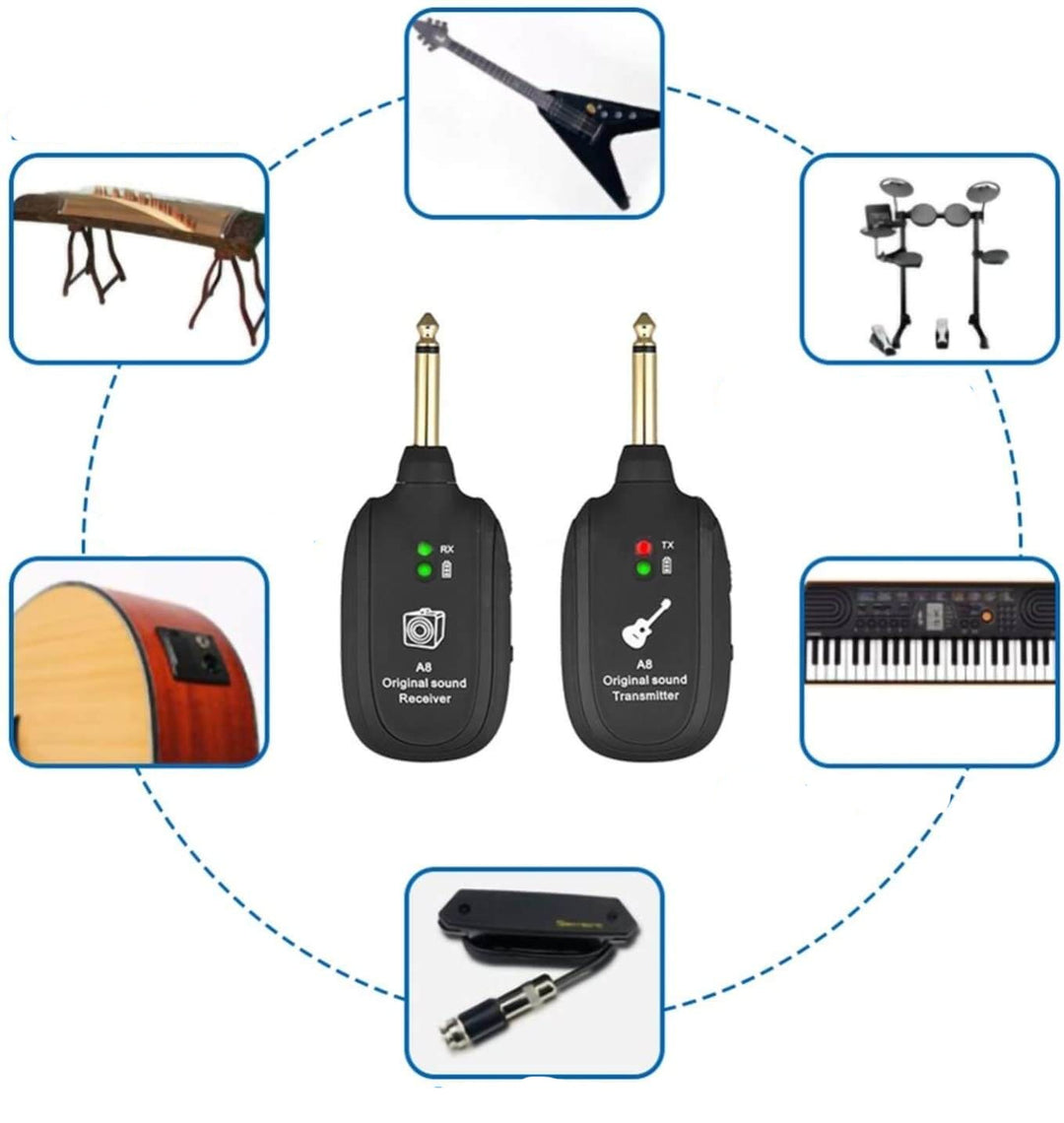 Trådløst sceneutstyr for gitar, med oppladbare enheter som gir pålitelig lydoverføring for instrumentet.