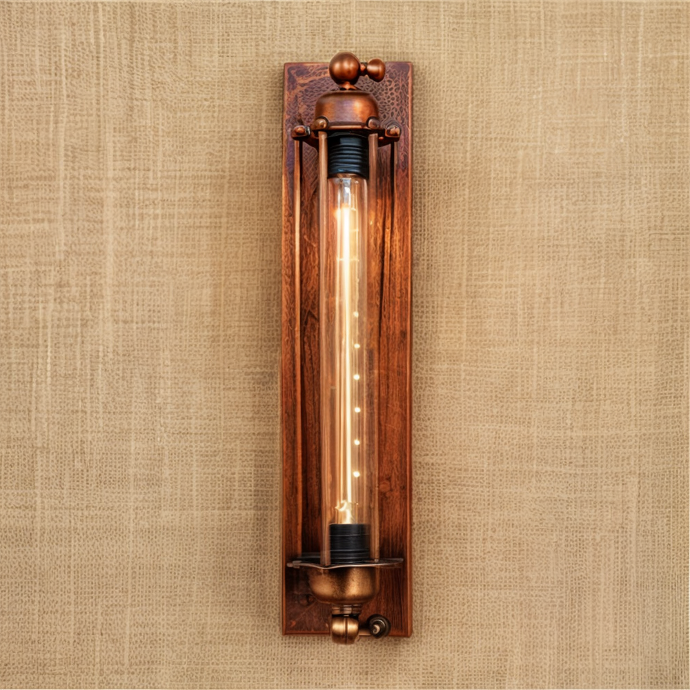 Retro vegglampe for et unikt interiør; industriell stil, svart metall, skaper karakter i rommet.