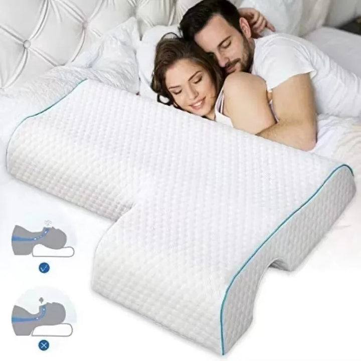 Konturert parpute med vaskbart trekk for sideleie. Gir ergonomisk støtte og komfort for par.