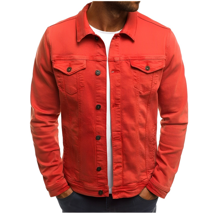 Lettvekts menns denim sommerjakke i klassisk stil, perfekt for varme dager.