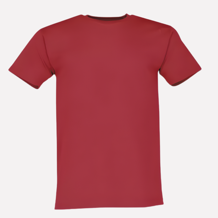 Hvit herre t-skjorte, modell iført. Elegant crew neck basisplagg for menn.