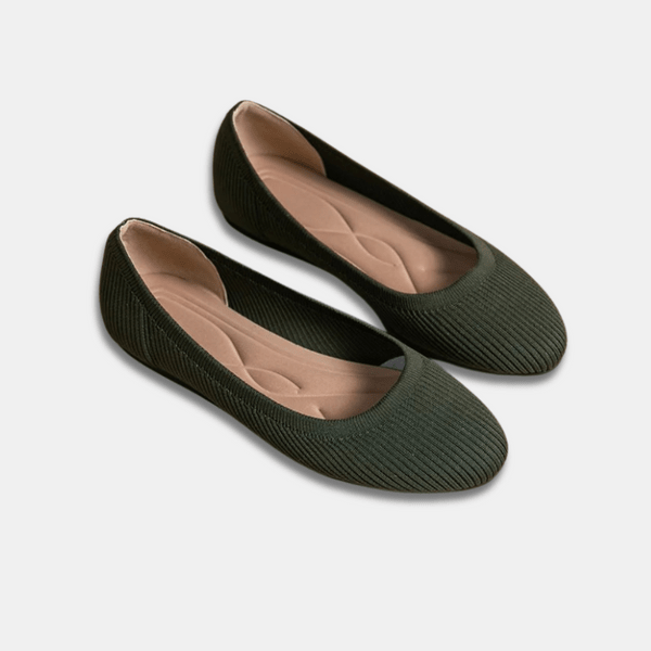 Grønne ballerinasko, elegante damesko for fritidsbruk, tilbyr utmerket komfort.