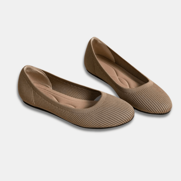 Kaki komfortsko for kvinner, flate ballerinasko som passer til alle anledninger.