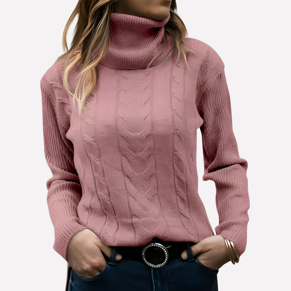 Svart strikket turtleneck genser til kvinner, tidløs stil. Perfekt for hverdagsbruk.