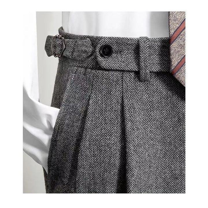 Menns tidløse tweed fritidsbukse i klassisk stil for elegant hverdagsbruk. Komfortabel passform.