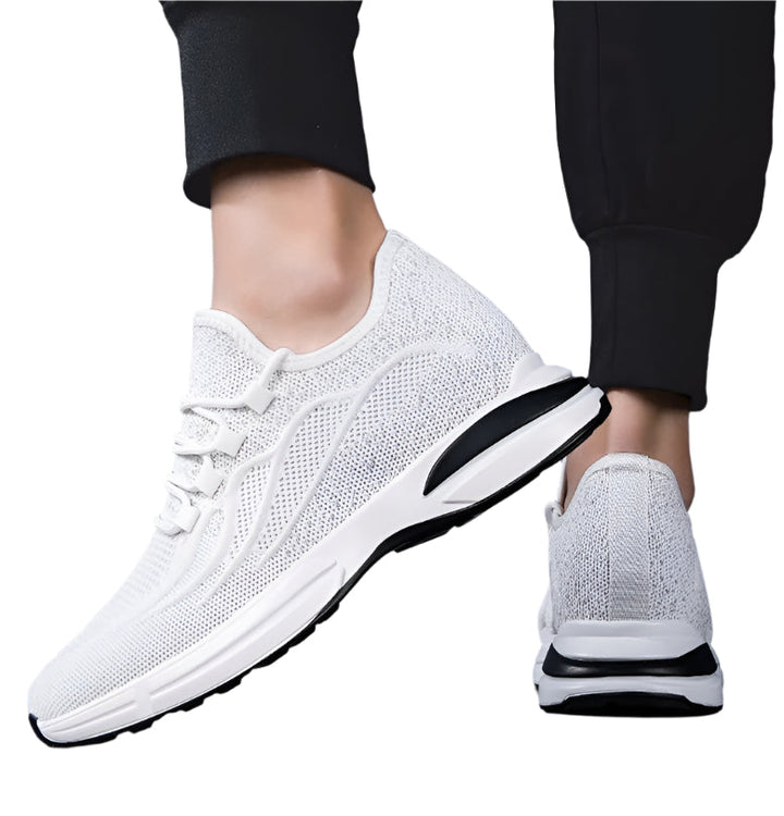 Grå menns sneakers med 7 cm skjult høydeøkning, gir komfort og stil for hverdagsbruk.