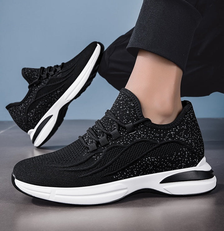 Komfortable grå sneakers med skjult hæl, perfekte for daglig bruk og økt høyde.