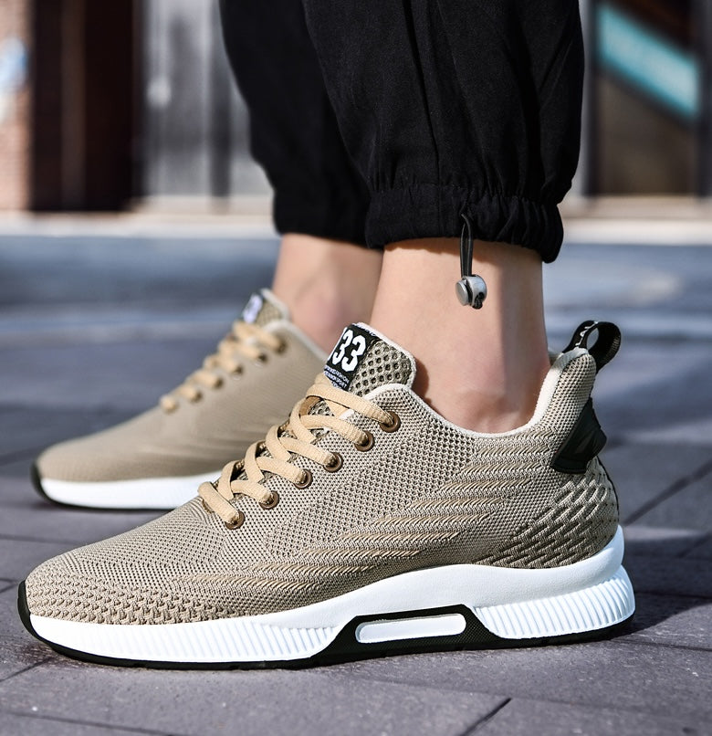 Menns komfortable høye joggesko, stilige sneakers med 6 cm ekstra høyde.