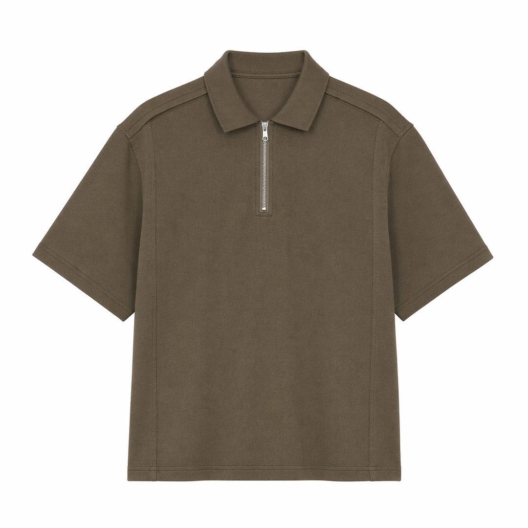 Kvalitet herre half-zip bomullspolo, 210g tykkelse gir komfort og slitestyrke for herremote.
