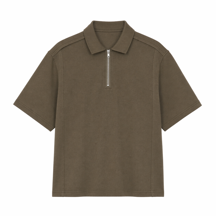 Kvalitet herre half-zip bomullspolo, 210g tykkelse gir komfort og slitestyrke for herremote.