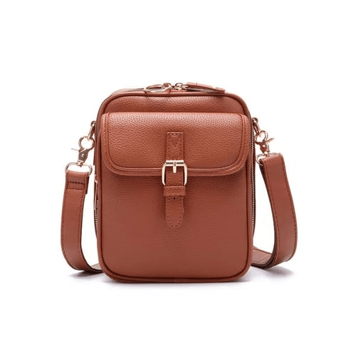 Romslig skulderveske i skinn, crossbody dameveske for praktisk oppbevaring.