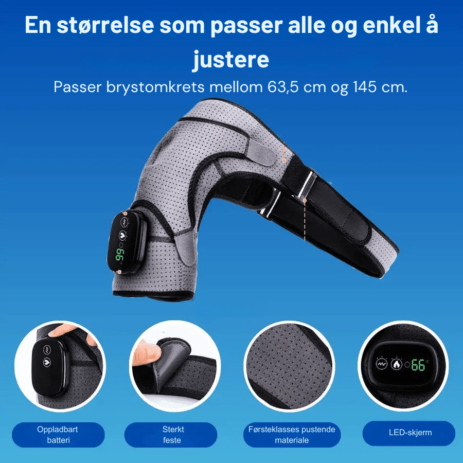 Innovativt skulderterapiapparat med massasje & varmebehandling for dyp smertefri lindring & helse.
