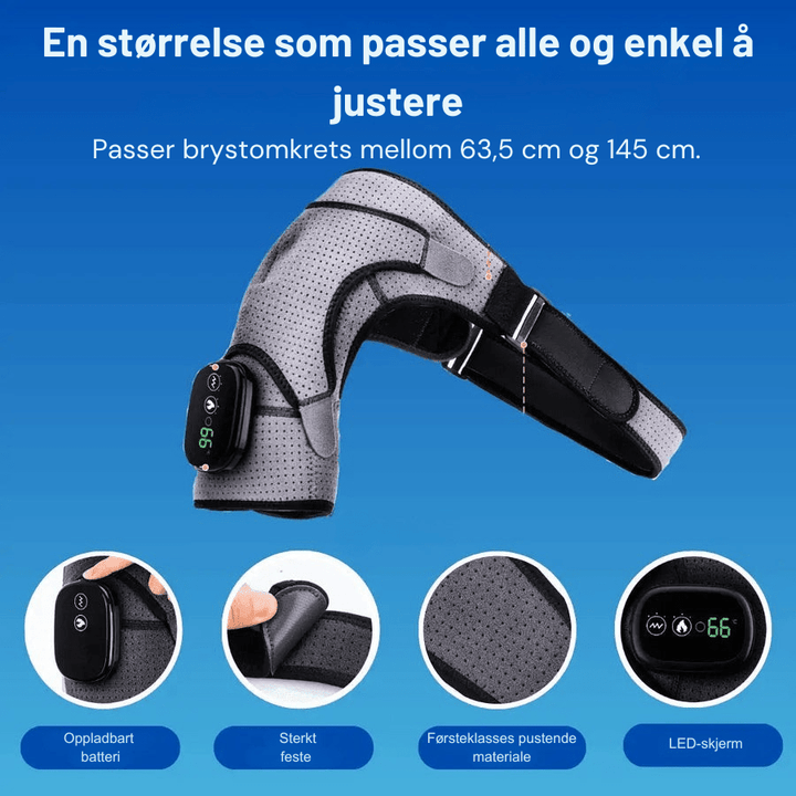 Innovativt skulderterapiapparat med massasje & varmebehandling for dyp smertefri lindring & helse.