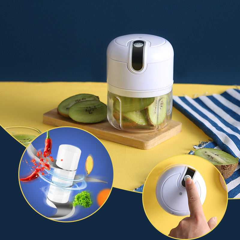 Mini trådløs mathakker for rask kutting av grønnsaker. USB-ladbar kjøkkenhjelper for smart matlaging.