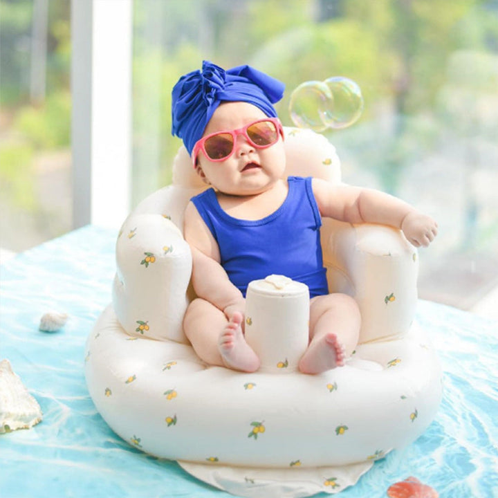 Manuell oppblåsbar babysofa for sikker sittestart; mykt PVC barneprodukt med god sittestøtte.