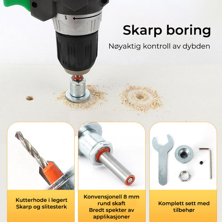 Profesjonelt forsenkende bor i hardmetall for effektiv og presis trebearbeiding.
