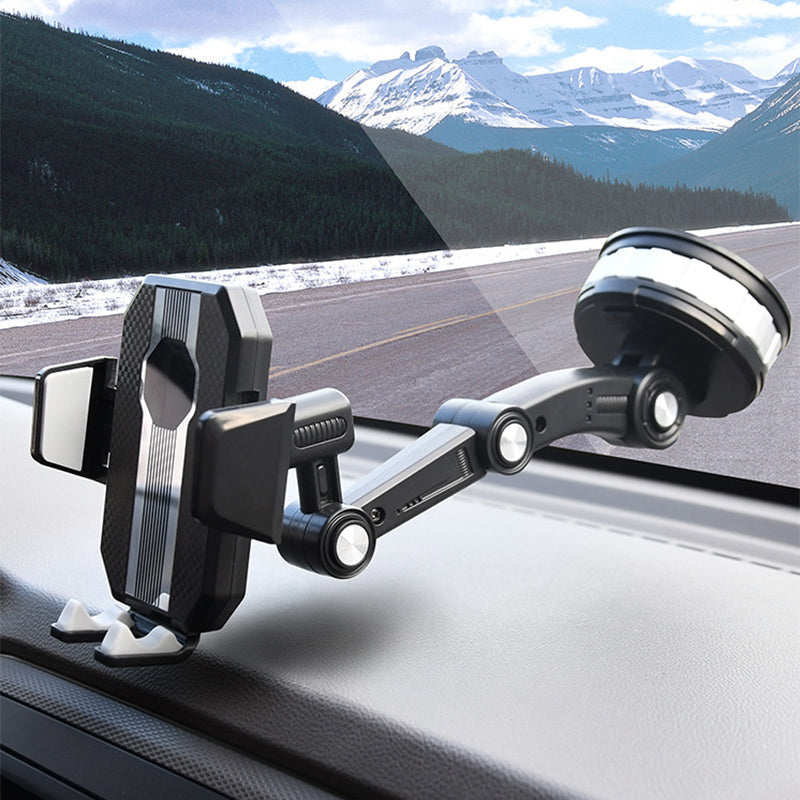 Ergonomisk mobilholder for bil, justerbar for optimal vinkel, perfekt for navigasjon.
