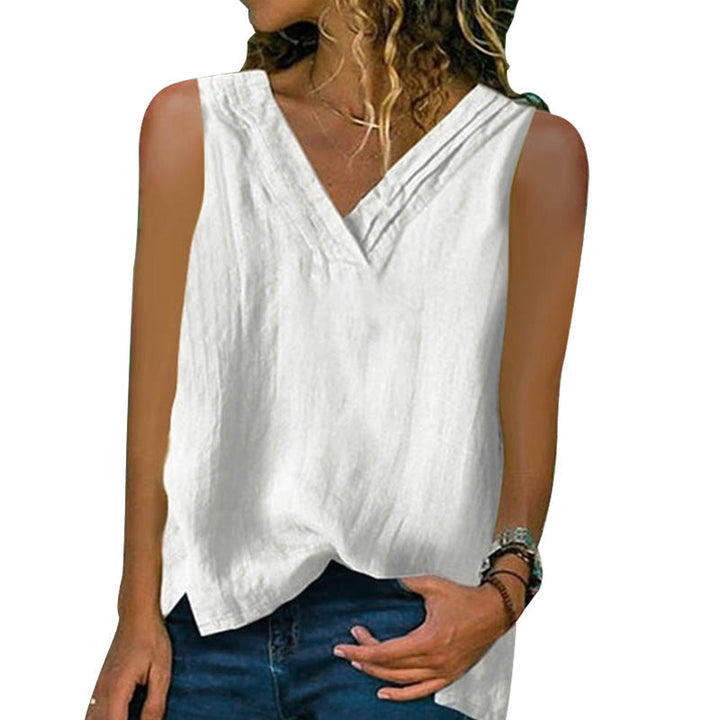 Stilfull V-hals tanktopp for kvinner, perfekt for fritid og en avslappet sommerlook.