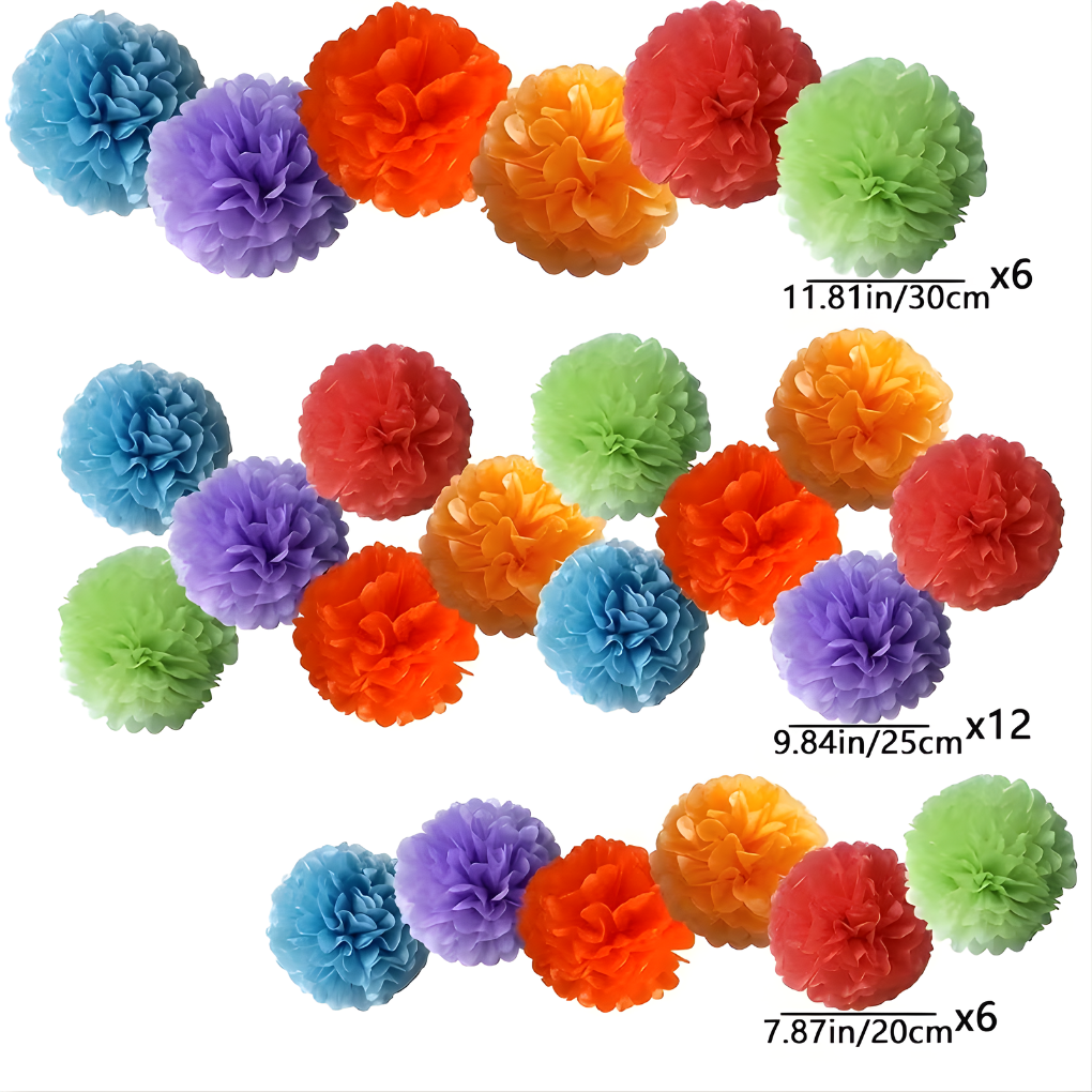 24-deler papirblomst og ballong girlandersett. Perfekt festdekorasjon til bursdag, bryllup, babyshower.