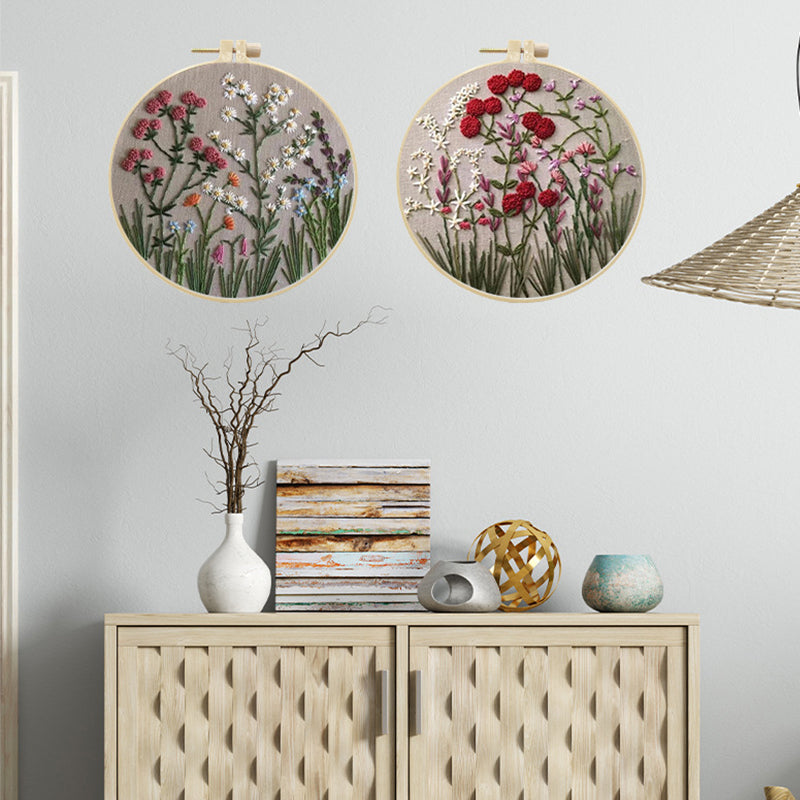 DIY blomster broderisett for nybegynnere, enkel håndarbeid og kreativ hobby.